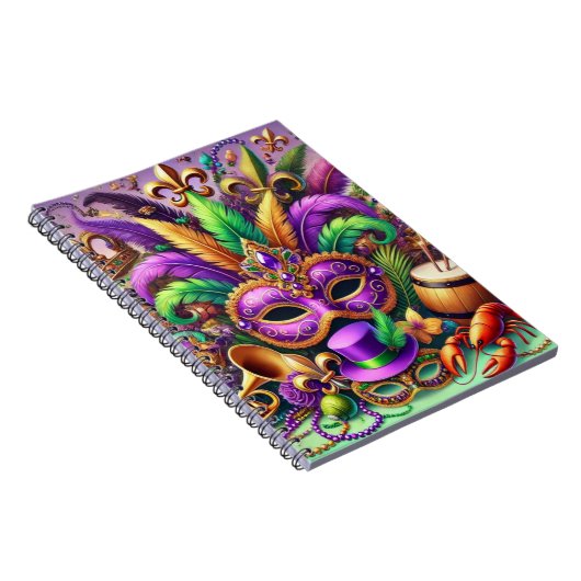 HELL FARBENE MARDI GRAS MASK HAT BEATHER NOTIZBLOCK (Rechte Seite)