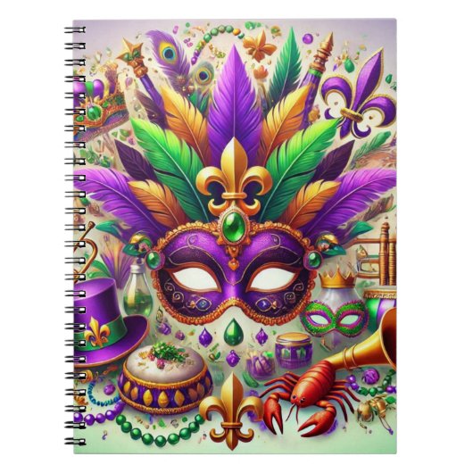 HELL FARBENE MARDI GRAS MASK HAT BEATHER NOTIZBLOCK (Vorderseite)