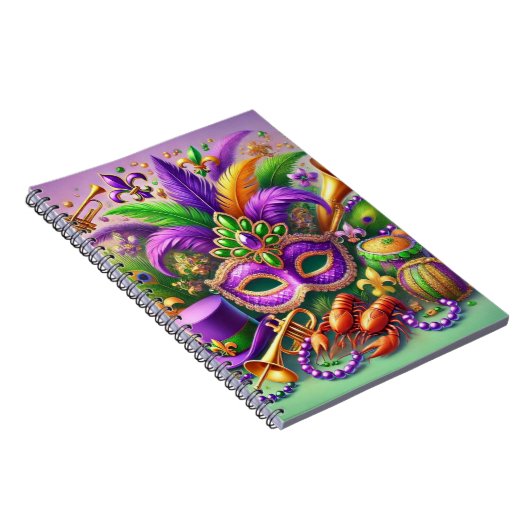 HELL FARBENE MARDI GRAS MASK HAT BEATHER NOTIZBLOCK (Rechte Seite)