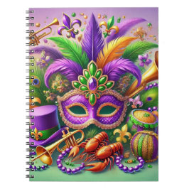 HELL FARBENE MARDI GRAS MASK HAT BEATHER NOTIZBLOCK