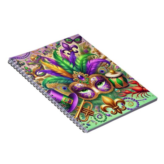 HELL FARBENE MARDI GRAS MASK HAT BEATHER NOTIZBLOCK (Rechte Seite)