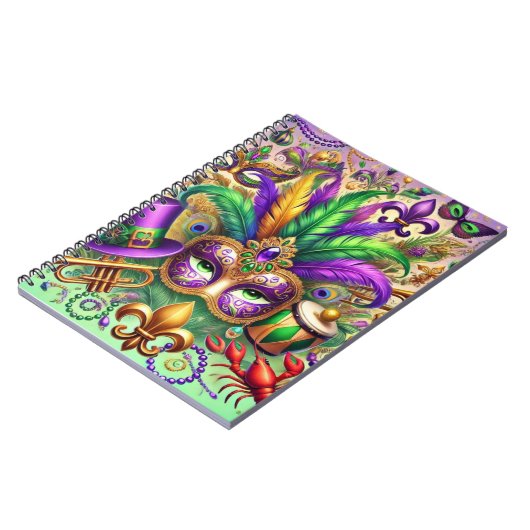 HELL FARBENE MARDI GRAS MASK HAT BEATHER NOTIZBLOCK (Linke Seite)