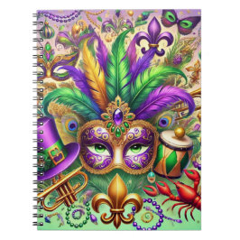 HELL FARBENE MARDI GRAS MASK HAT BEATHER NOTIZBLOCK