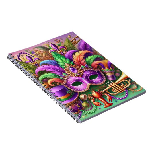 HELL FARBENE MARDI GRAS MASK HAT BEATHER NOTIZBLOCK (Rechte Seite)