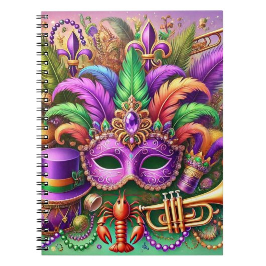 HELL FARBENE MARDI GRAS MASK HAT BEATHER NOTIZBLOCK (Vorderseite)
