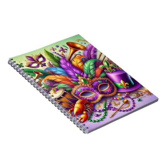 HELL FARBENE MARDI GRAS MASK HAT BEATHER NOTIZBLOCK (Rechte Seite)