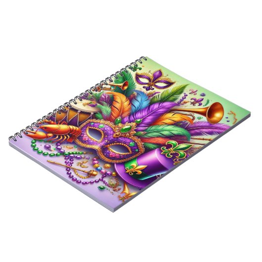 HELL FARBENE MARDI GRAS MASK HAT BEATHER NOTIZBLOCK (Linke Seite)