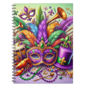 HELL FARBENE MARDI GRAS MASK HAT BEATHER NOTIZBLOCK (Vorderseite)