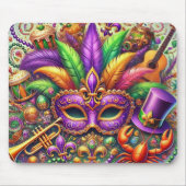 HELL FARBENE MARDI GRAS THEMED MASK & FEATHERS MOUSEPAD (Vorne)
