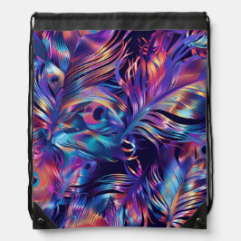 HELL FARBENE NEON IRRIDESCENT FEATHERS SPORTBEUTEL