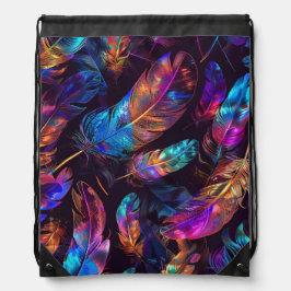 HELL FARBENE NEON IRRIDESCENT FEATHERS SPORTBEUTEL