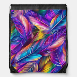 HELL FARBENE NEON IRRIDESCENT FEATHERS SPORTBEUTEL