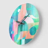 Hell, farbenfroh geometrisch Abstrakt Große Wanduhr (Winkel)