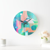 Hell, farbenfroh geometrisch Abstrakt Große Wanduhr (Zuhause)