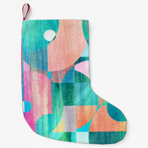 Hell, farbenfroh geometrisch Abstrakt Kleiner Weihnachtsstrumpf