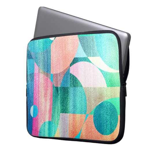 Hell, farbenfroh geometrisch Abstrakt Laptopschutzhülle (Vorderseite Links)
