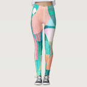 Hell, farbenfroh geometrisch Abstrakt Leggings (Vorderseite)