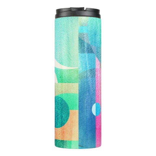 Hell, farbenfroh geometrisch Abstrakt Thermosbecher (Rückseite)