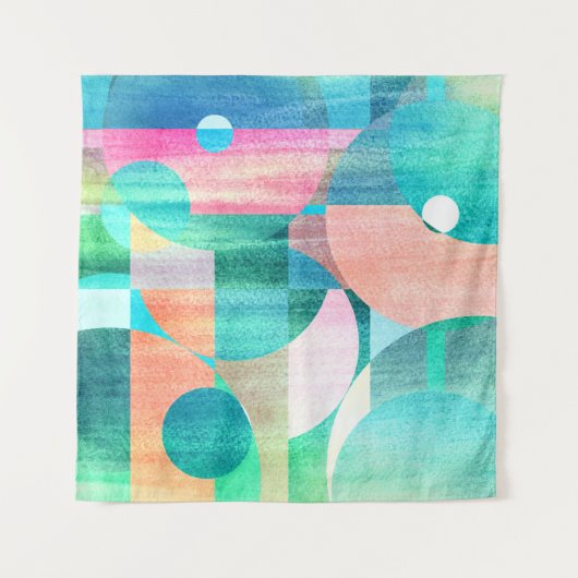 Hell, farbenfroh geometrisch Abstrakt Wandteppich (Vorderseite (Horizontal))