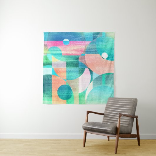 Hell, farbenfroh geometrisch Abstrakt Wandteppich (Beispiel (Horizontal))