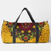 Hell farbenfroh Mandala Red Green auf Gold Duffle Bag (Vorderseite)