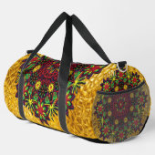 Hell farbenfroh Mandala Red Green auf Gold Duffle Bag (Rechte Ecke)