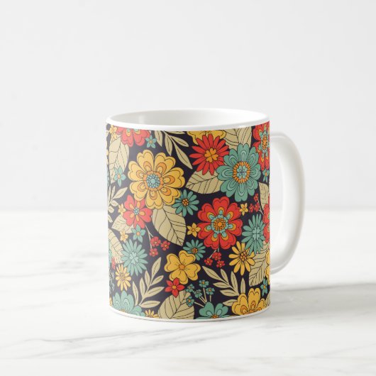 Hell, farbenfroh, modern und blumenreich kaffeetasse (VorderseiteRechts)