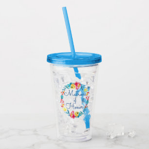 Hell farbenfrohe Wasserfarbenfloral Matron der Ehr Acryltrinkbecher