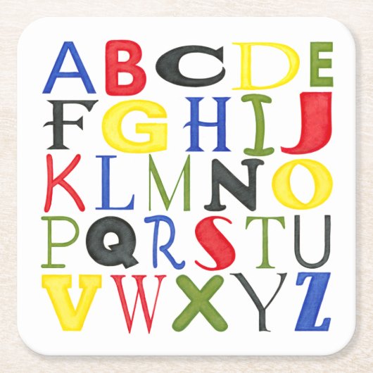 Hell farbige Buchstaben durch Megan Meagher Rechteckiger Pappuntersetzer (Vorderseite)