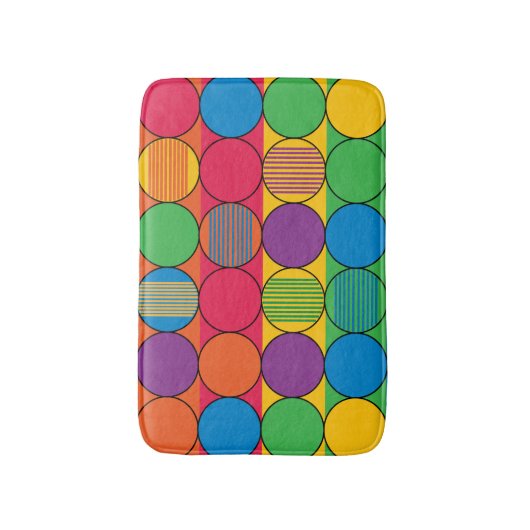 Hell farbige Kreise und Streifen Badematte (Vorderseite Vertikal)