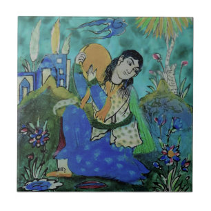 Hell farbige persische Qajar-Perkussionistin Repro Fliese