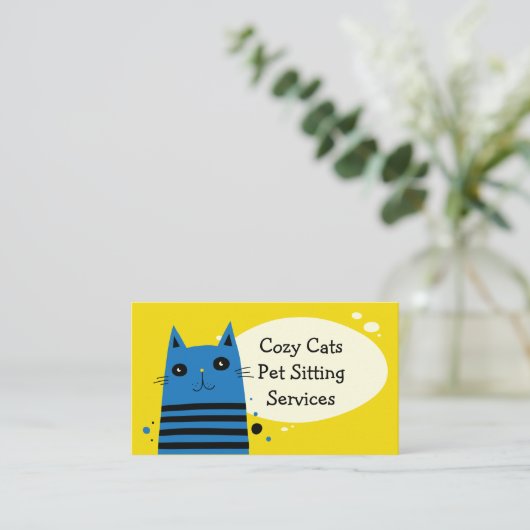 Hell farbiges Katzen-Haustier-Sitzen Visitenkarte (Stehend Vorderseite)