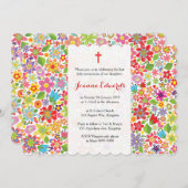 Hell Floral Erste Kommune Personalisierte Einladun Einladung (Vorne/Hinten)