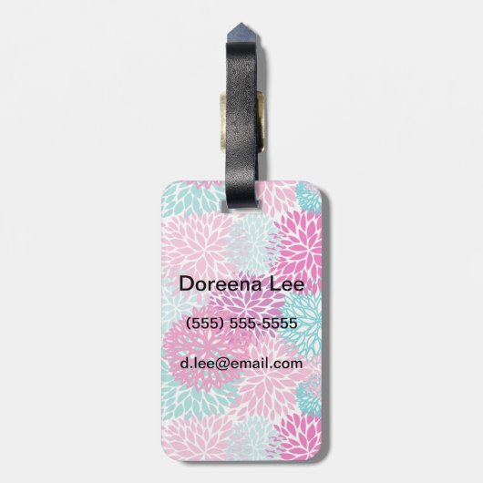 Hell-florales Muster 2 Gepäckanhänger (Rückseite vertikal)