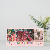 Hell & fröhlich frohe Weihnachten 3 Foto Rosa Rosa (Stehend Vorderseite)