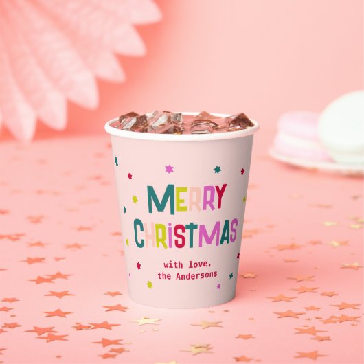 Hell & fröhlich Moderne frohe Weihnachten Rosa Ros Pappbecher (Insitu)