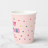 Hell & fröhlich Moderne frohe Weihnachten Rosa Ros Pappbecher (Links)