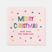 Hell & fröhlich Moderne frohe Weihnachten Rosa Ros Serviette (Vorderseite)