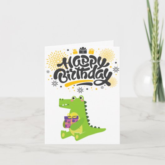 Hell & Fun Crocodile Happy Birthday Karte (Vorderseite)