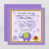 Hell & Fun Elefant Babydusche Einladung (Vorne/Hinten)