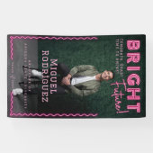 Hell Future Pink Neon Grad Foto Abschluss Banner (Horizontal)