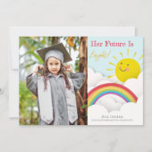 Hell Future Sunshine Rainbow Abschluss Foto Einladung (Vorderseite)