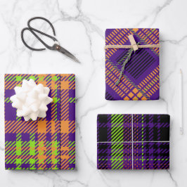 HELL GEARBEITETE HALLOWEWEER KARIERTER PATTER GESCHENKPAPIER SET
