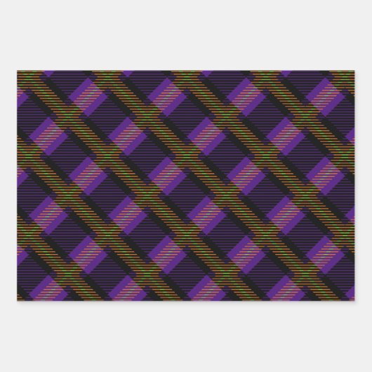 HELL GEARBEITETE HALLOWEWEER KARIERTER PATTER GESCHENKPAPIER SET (Vorderseite)