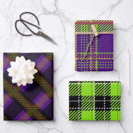 HELL GEARBEITETE HALLOWEWEER KARIERTER PATTER GESCHENKPAPIER SET
