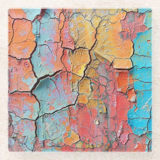 HELL GEARBEITETE, KRACKIERTE ZEICHEN SEHEN TEXTURE GLASUNTERSETZER (Vorderseite)