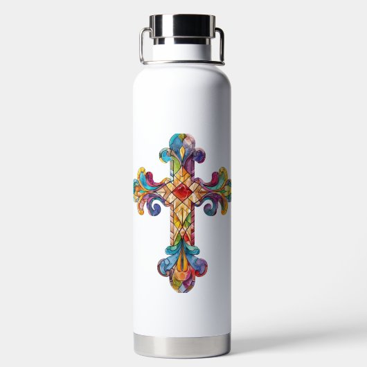 HELL gefARBEITETES GLAS SIEHT DURCH Trinkflasche (Rückseite)