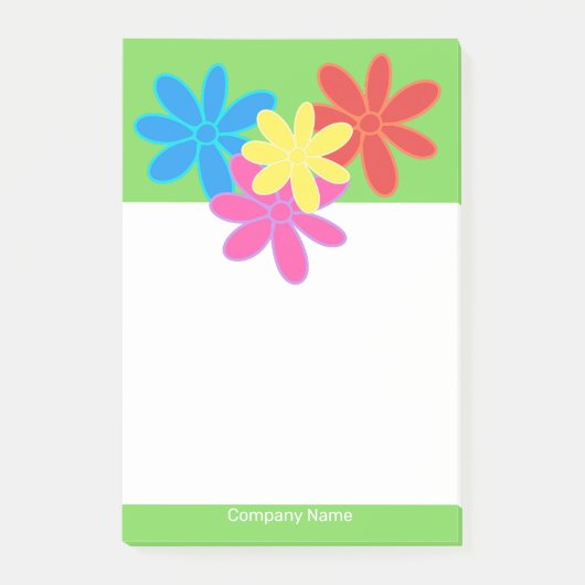 HELL gefärbte ABSTRAKTE BLUME GRÜNES GESCHÄFT Post-it Klebezettel (Vorderseite)