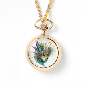 HELL gefärbte MARDI GRAS-FACE-MASKS Armbanduhr