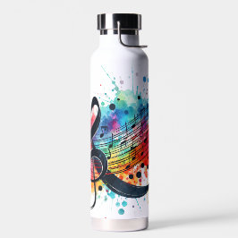 HELL gefärbte MUSIKKENNZEICHNUNGEN UND KLEINE KLEI Trinkflasche